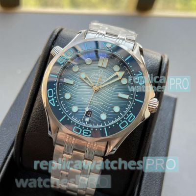 Hot Sale - Copy Omega 75th Anniversary Seamaster Diver 300m Watch Summer Blue Dial